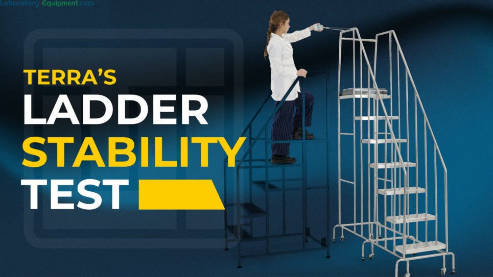 Ladder stability test with mobile step ladder