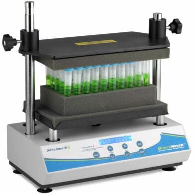 Heavy-duty BenchMixer XL provides hands-free mixing in tubes, flasks, vials or cylinders for up to 100 hours; ideal for use in medium to high-throughput labs  |  2829-26 displayed