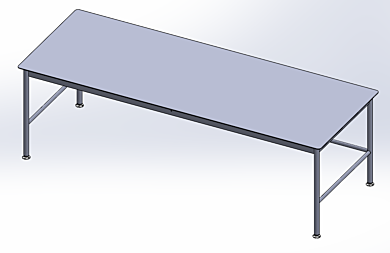 BioSafe® stainless steel workstation with round tube legs and 5mm solid top worksurface  |  9604-PP-04 displayed