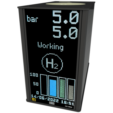 HG Mini PEM Hydrogen Generators by LNI Swissgas with up to 300 cc/min flowrate, 10 bar (145 psi), a 1L tank,, and an electrolytic cell with a polymeric membrane  |  7200-PP-01 displayed