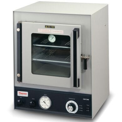 Hi-Temp vacuum oven provides uniform heating and cooling and eliminates the hazards associated with open-wire heaters  |  3700-39 displayed