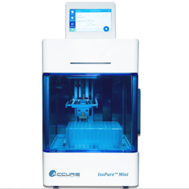 Compact ISOPure 96 Automated System with a 16-sample capacity for sample volumes from 50µl to 1000µl features a 4.3” color touch screen