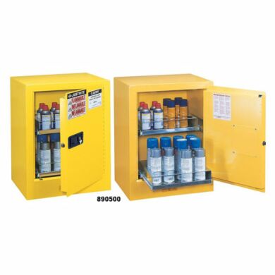 Sure-Grip EX benchtop flammables safety cabinet stores and organizes aerosol cans in a compact footprint that fits anywhere  |  1619-93 displayed