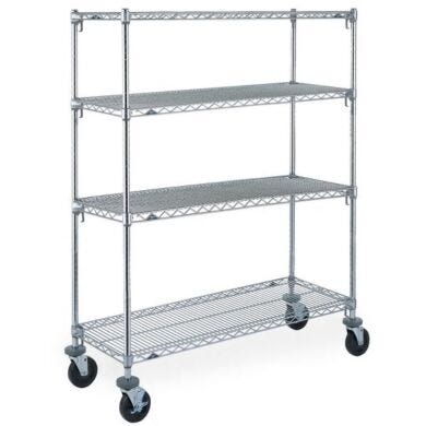 Metro Super Adjustable Super Erecta 4-shelf industrial wire shelving stem caster cart, chrome