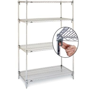 Metro Super Adjustable Super Erecta 4-shelf industrial wire shelving starter unit, chrome