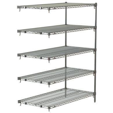 Metro Super Adjustable Super Erecta 5-shelf industrial wire shelving add-on unit, Chrome