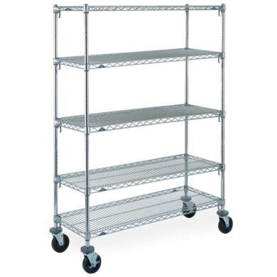 Metro Super Adjustable Super Erecta 5-shelf industrial wire shelving stem caster cart, chrome