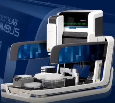 All Microlab NIMBUS models by Hamilton Robotics are available as open platforms for easy loading of adapters, plates, tubes, carrier pedestals and tip racks  |  7906-PP-05 displayed