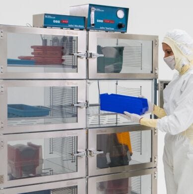 IsoDry nitrogen desiccator cabinets provide unsurpassed humidity uniformity; acrylic lends strength and visiblity of stored parts. Shown with optional controlle  |  3950-36F-ISO displayed