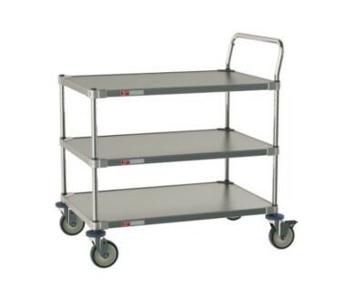 Cleanroom Carts On Wheels  Stainless Steel, 3 Wire Shelves