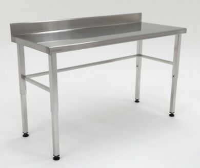 Work Station; 304 Stainless Steel, Solid with Backsplash Top, Marine Edge,  60 W x 24 D x 34 H, Fixed Base