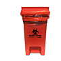 13-Gallon Biohazard Bin by MTC Bio with a touchless operated lid for quick disposal of hazardous waste compatible with BowTie Biohazard Bag; A8000B  |  5705-95 displayed