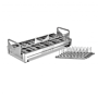 Labconco 304 stainless steel 12 x 32 mm Vial Insert #4574400 holds 48 vials and includes retainer lid with handle, support holder and six spindle arms  |  6927-54 displayed